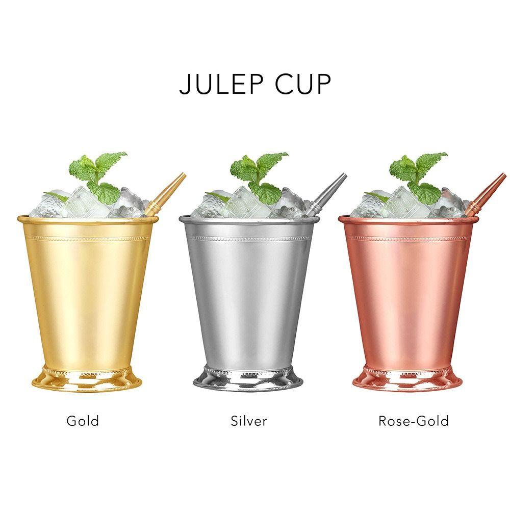 Durable Stainless Steel Rolled Mint Julep Cup 350ml Gold Cocktail Mug Silver Mint Julep Mug Kitchen