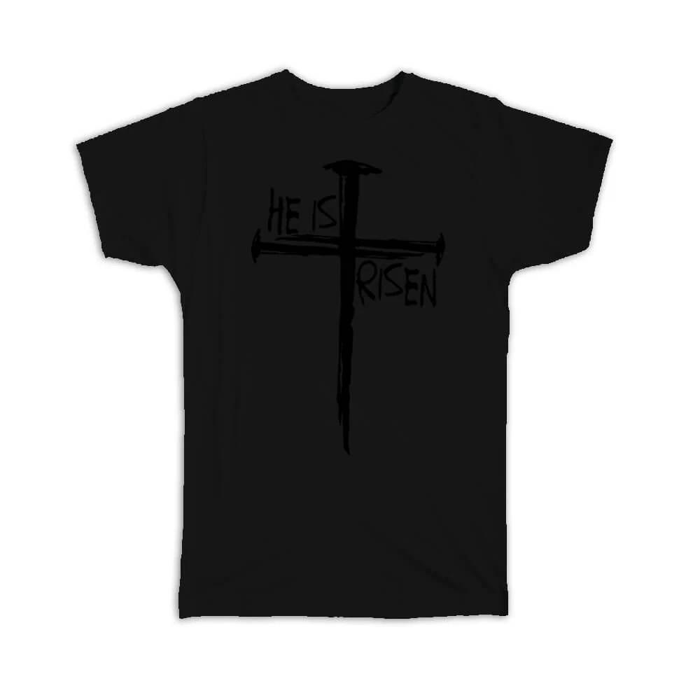 

Gift T-Shirt : He Is Risen Cross Easter Holiday Jesus Catholic Christian For L