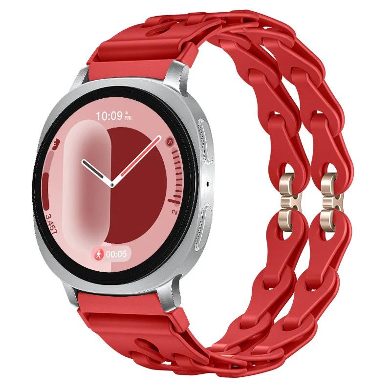 

Ремешок для Samsung Galaxy Watch 8/8 classic/Ultra 47мм 44мм 40мм 46мм Скелетная цепочка Силиконовый браслет ремешок Galaxy Watch 8 Ремешок Galaxy Watch 8 40mm красный