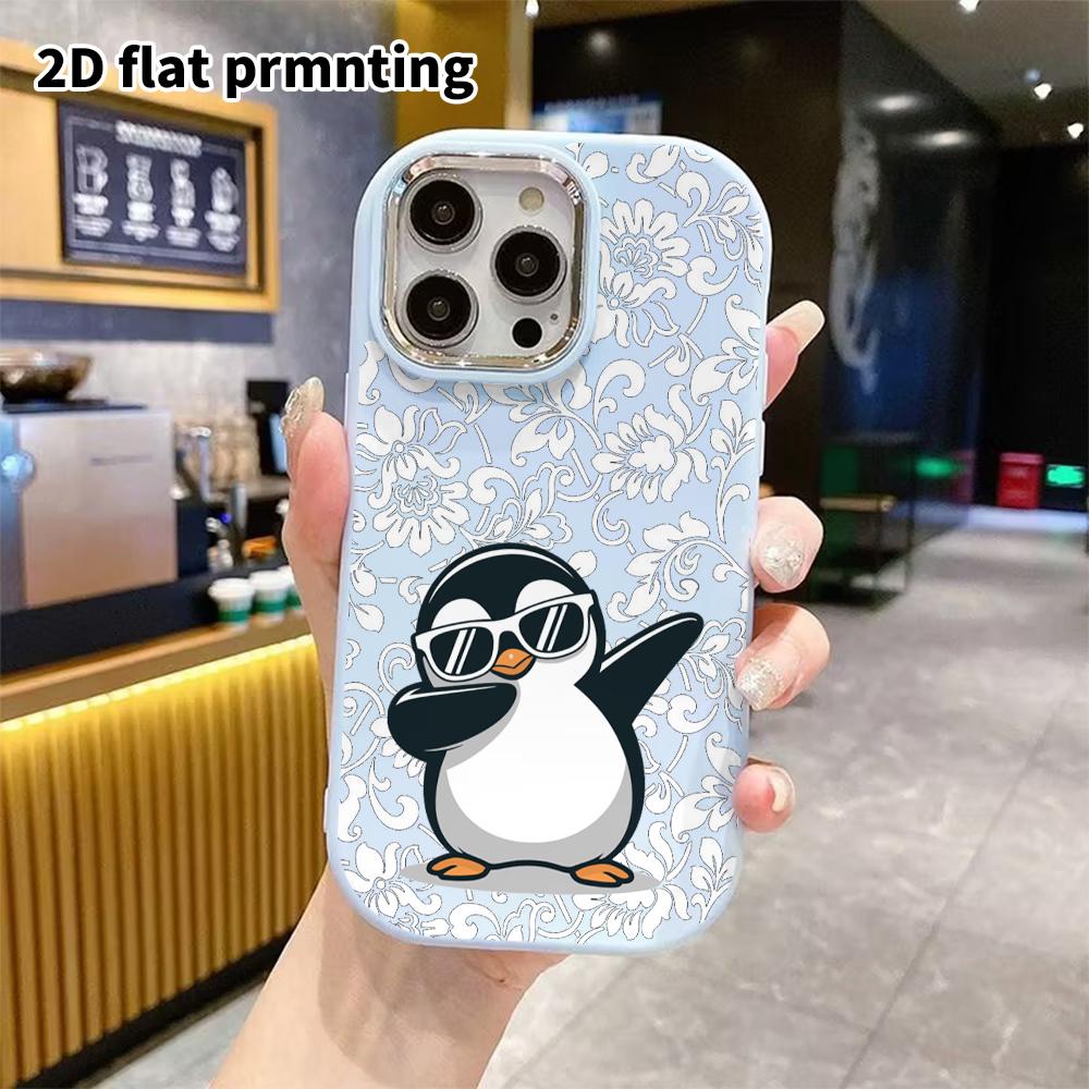 Phone Case: 2D Flat Design Suitable for iPhone 18 17 16 15 14 13 Pro Protective Case, Couple Style, Sunglasses Penguin, Christmas and Halloween Gift