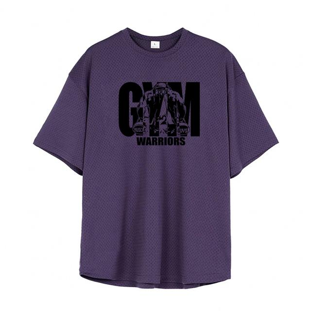 Men's Casual Sport T-Shirt Oversize Loose Gym Bodybuilding Fitness Short Sleeve Shirt Summer Mesh Quick Dry Breathable Clothing