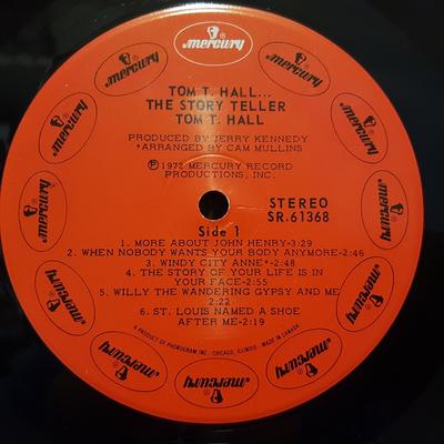 LP Record TOM T. HALL  The Storyteller SR61368 Mercury Canada CountryFolk Used