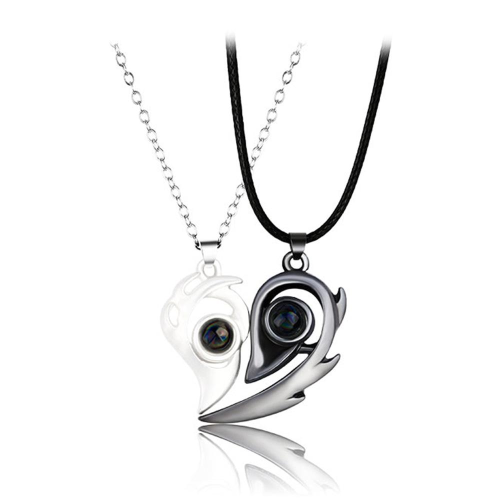 Heart Necklace Magnetic Couples Necklace 100 Language I Love You Projection Necklace Valentine s Day Gift for Women