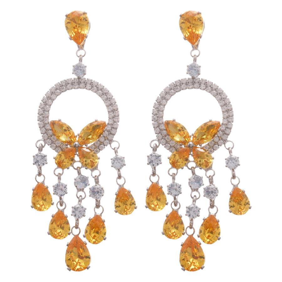 Silver Needle Diamond Inlaid Butterfly Tassel Earrings and Necklace Set: Elegant Hollow Design with Personality and Style.