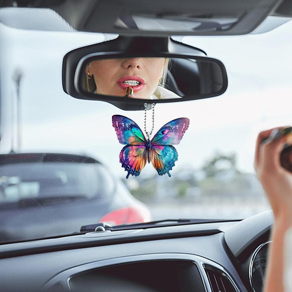Butterfly Car Pendant | Photography Creative Colorful Acrylic Butterfly Car Accessories - Car Mirror
