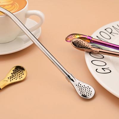 5Pcs/Set Silver Stainless Steel Drinking Straws Washable Reusable Yerba Mate Spoon Filter Straw for Cocktail Bar Accessories