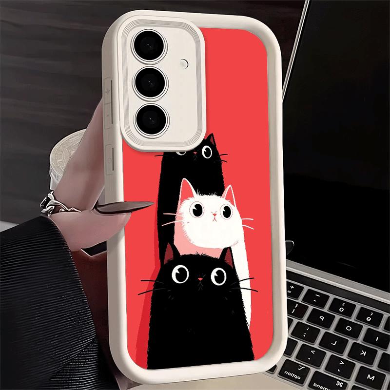 Чехол для телефона Samsung Galaxy S26 S25 Ultra S24 FE Кот Милый Котенок Мультяшный Корпус S23 Plus S22 + S21 S20 5G Мягкий Силикон Funda Samsung S23 FE