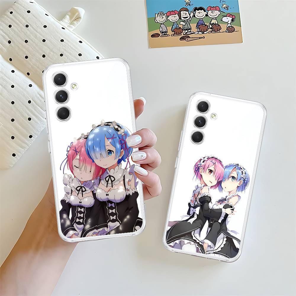 Anime RE ZERO Ram Rem Phone Case For Samsung Galaxy S21 S22 S23 S24 S25ULTRA FE Ultra Plus5G A52S Transparent Cover