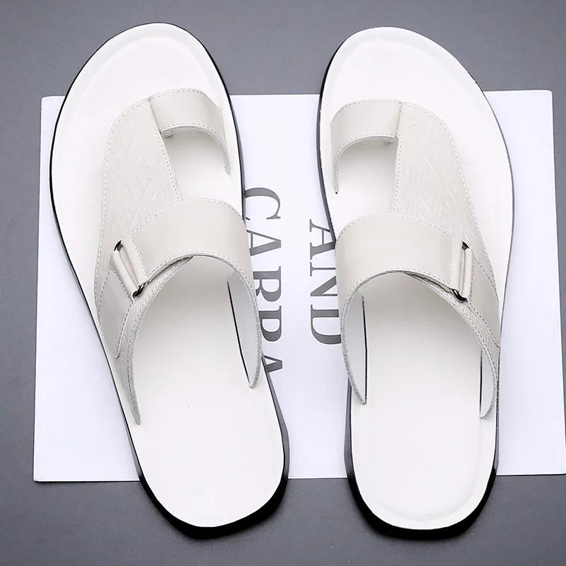 Sandali in Pelle alla Moda Semplici da Uomo Taglia Grande Scarpe da Spiaggia Giovanili Pantofole Suola in Gomma Calzature Casual Comode