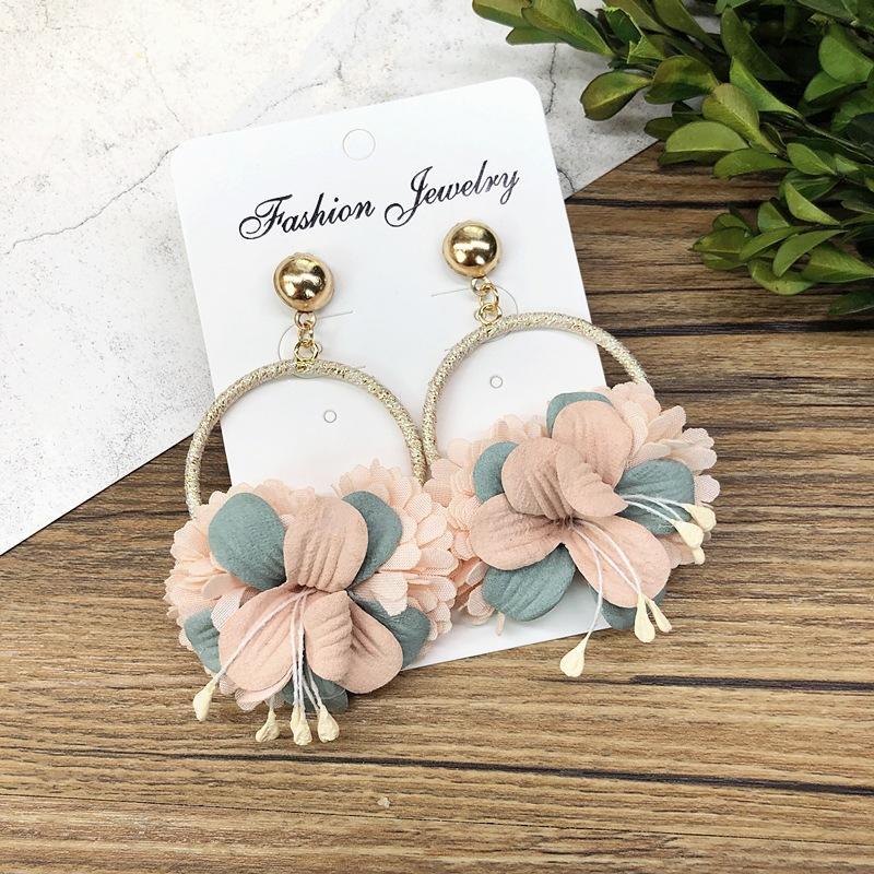 Retro Handmade Flower Wreath Earrings Femininity Personality Long Vacation Earrings Fashion Ear Accessories