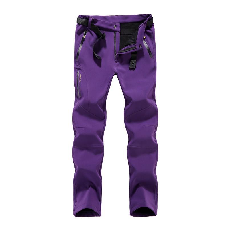 Mens Womens Winter Fleece-Lined Softshell Pants Windproof Thermal Hiking Skiing Outdoor Trousers
