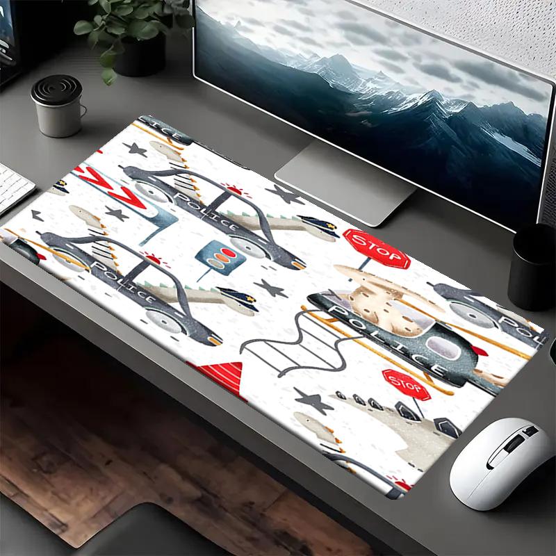 fire trucks police cars Theme Mouse Pad, Non Slip Rubber Base, Multifunctional Office & Home Decor, Perfect for Workspace Personalization.