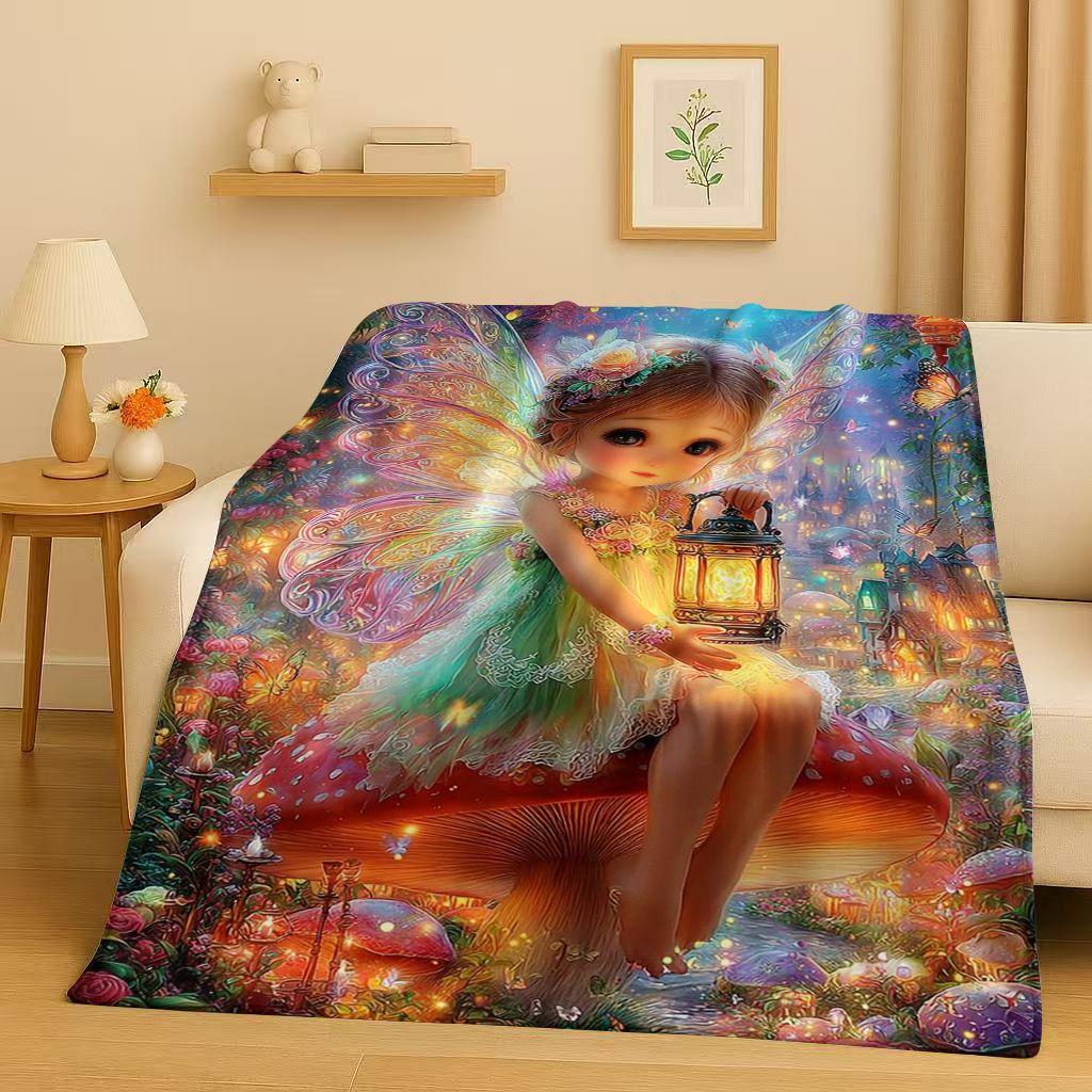3D Luxurious Balote Angel Cupid Cartoon Flannel Blanket,Ultra Soft Warm Plush Throw for Home Bedroom Bed Sofa Cover Office Gift