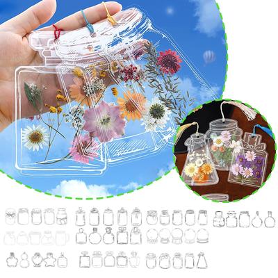 Transparente Lesezeichen mit getrockneten Blumen, Neue Klare DIY-Lesezeichen für getrocknete Blumen, Einfaches DIY-Set zum Basteln von Lesezeichen mit getrockneten Blumen, Geschenke
