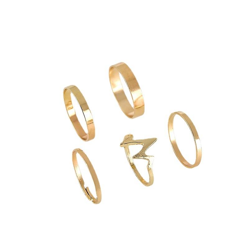 Wind Fashion Popular Lightning Ecg Women'S Ring 5-Piece Set