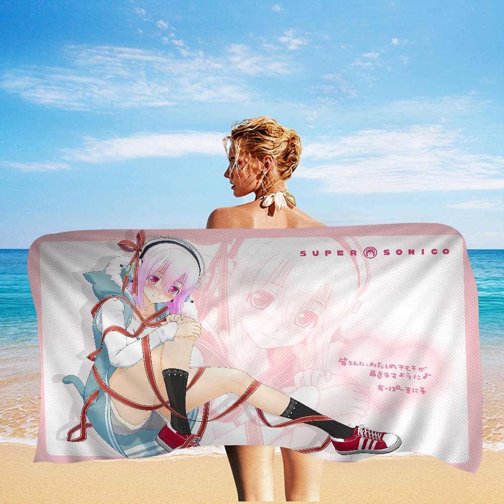 Virtual Idol Super S-Sonico Beach Towel Colorful Bath Towels For Girl Microfiber Quick Dry Sand Free Beach Yoga Gym Pool