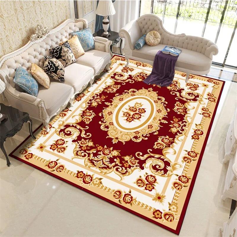 Retro Persia European Style Carpet Living Room Sofa Bedroom Bedside Study Entrance Door Mat Non-slip Luxury Home Decoration Rug