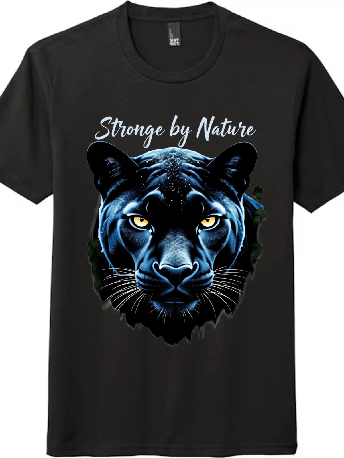 

Unisex Strong by Nature Panther Graphic Tee|Gym&Casual Hang wildlife lover Shirt 2XL