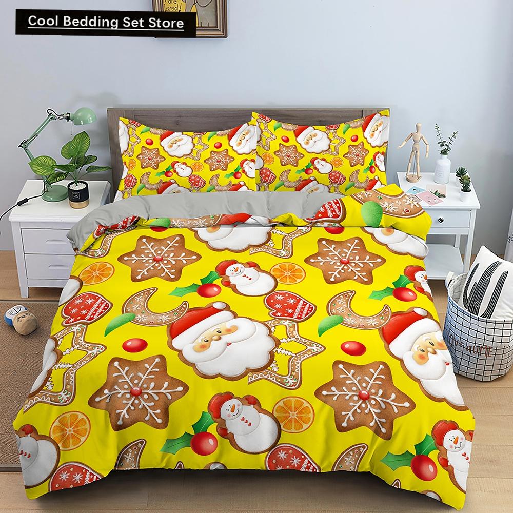 Merry Christmas King Queen Duvet Cover XMAS Bedding Set for Kid Santa Claus Quilt Cover Cartoon 2/3pcs Polyester Comforter Cover
