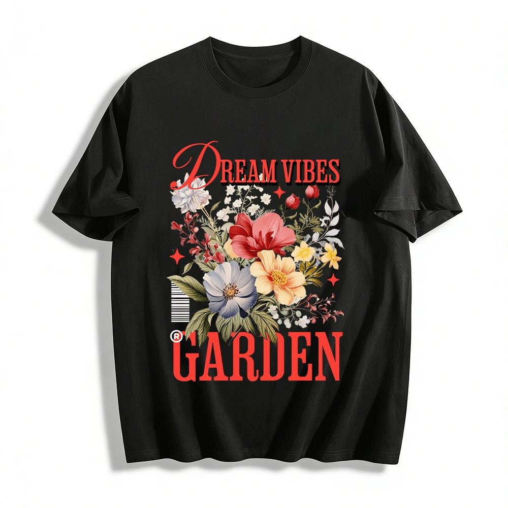

Dream Vibes Garden Floral Print Casual Vintage Short Sleeve T-Shirt Pure cotton T-shirt 6XL