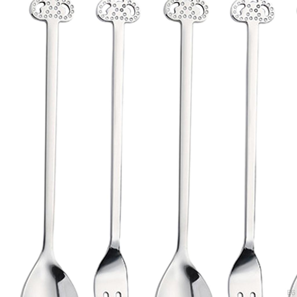 6 Pieces Christmas Flatware Forks and Spoons Set, Food Serving Utensils, Xmas Cutlery Kits