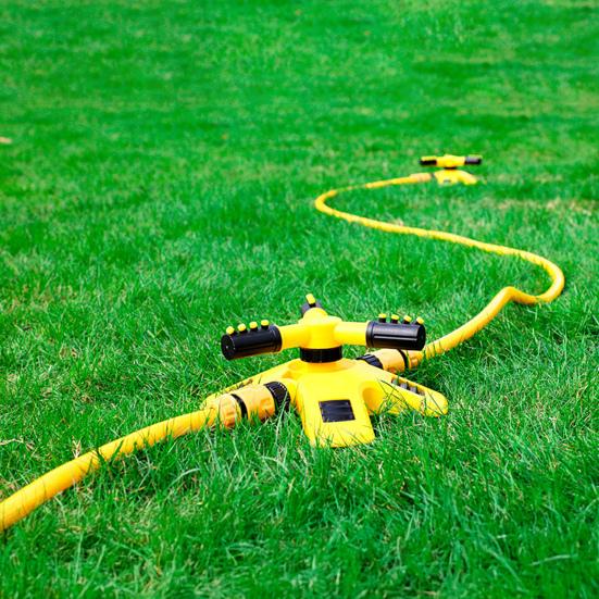 Automatic Garden Sprinkler 360-Degree Rotating Water Sprinkler 3-Arm Adjustable Sprinkler Garden Hose Attachment for Yard Lawn Irrigation