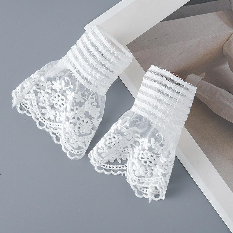 

Плиссированные оборки, рукава-рожки, ажурная вышивка, цветочные кружева, накладные рукава, двухслойный свитер, аксессуары для запястий One Size