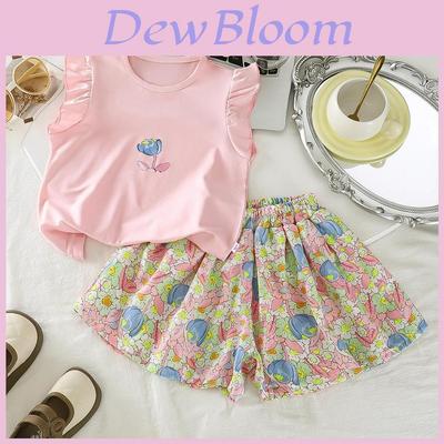 Girls Summer Outfit Set With Floral T Shirt And Shorts For Ages 3 To 8