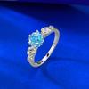 MooKing Jewelry Rose Wreath Aquamarine Light Luxury Rose-Cut Wedding Ring