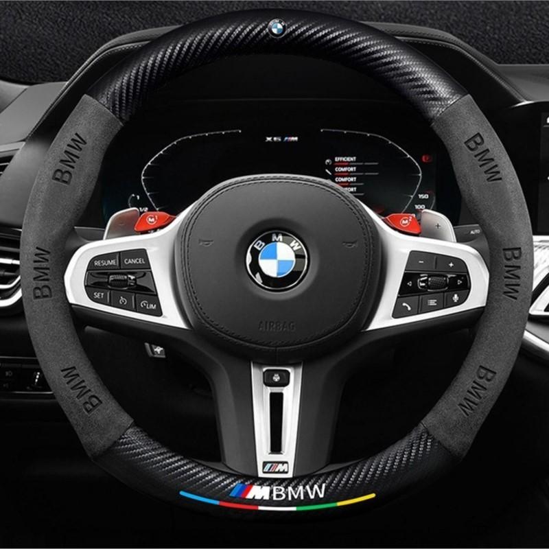 BBIJ5 Leather 3D Embossing Car Steering Wheel Cover Accessories For BMW M X1 X3 X5 X6 X7 G20 F15 F25 F30 G30 G70 E36 E39 E46 E90 F10