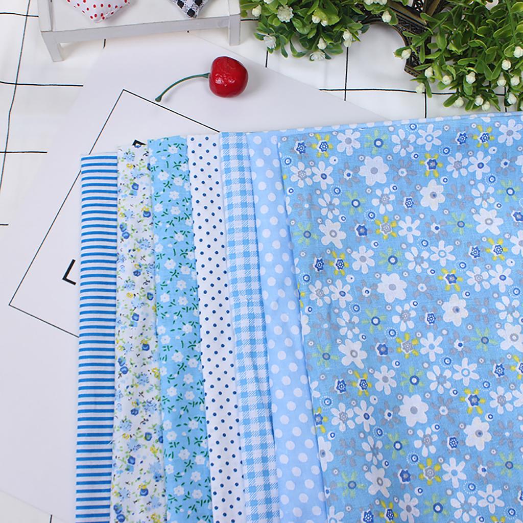 7Pcs 25x25cm Floral Patchwork Cotton Fabric Plain Cloth for DIY Sewing Quilting
