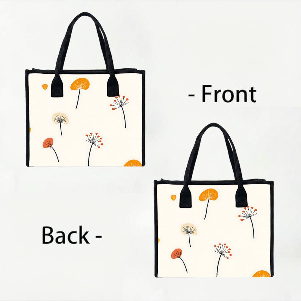 Floral Pattern Tote Bag Casual Canvas Handbag for Daily Shopping Travel