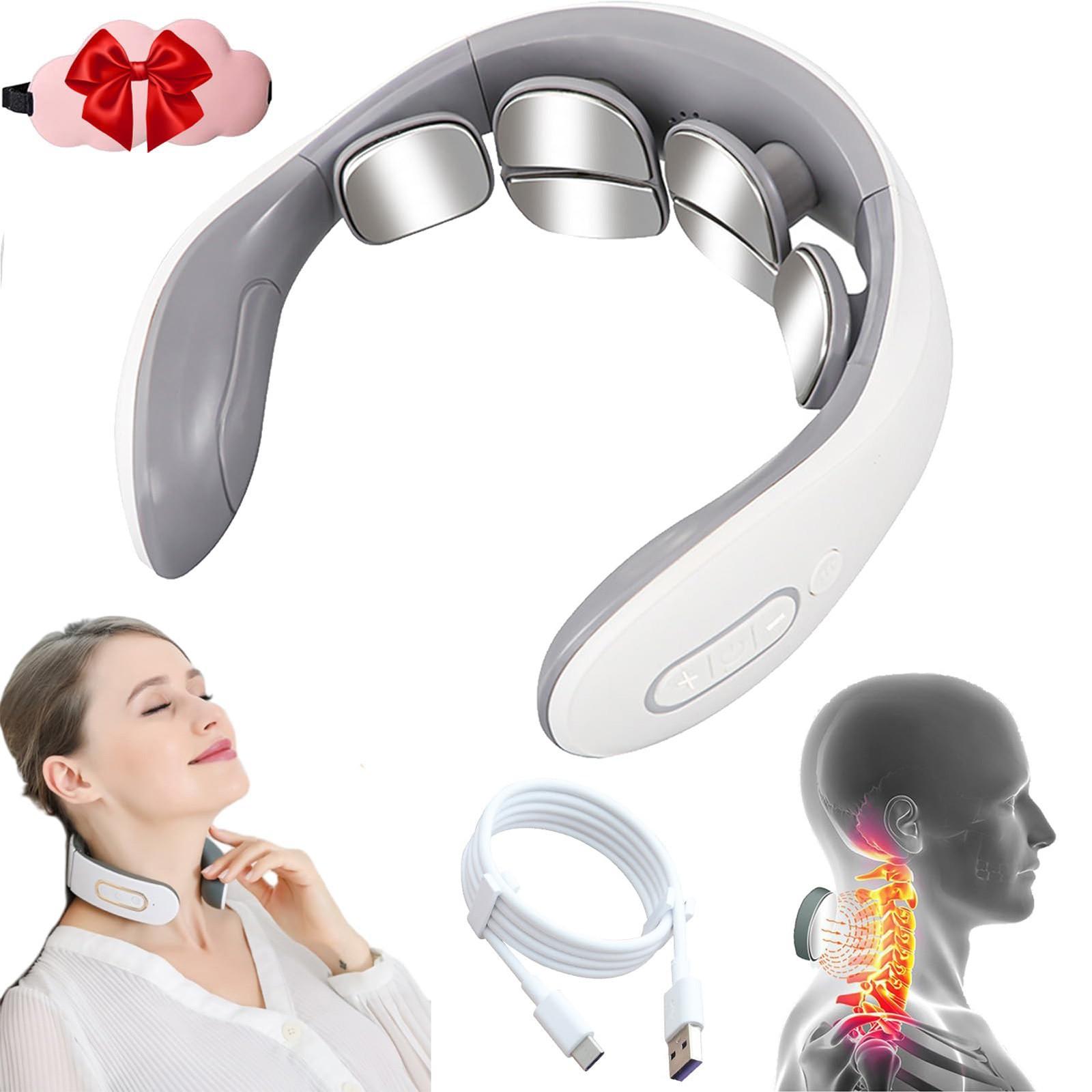 

Электрический массажер для шеи с подогревом для снятия боли 10 режимов интенсивности интеллектуальный массажер беспроводной подарки для мужчин и женщин One Size