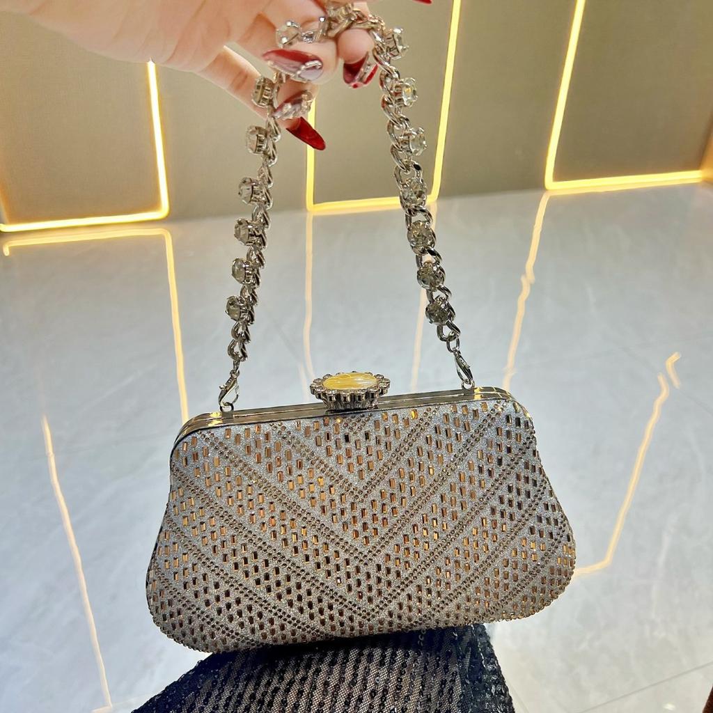2025 Diamond Embedded Clutch Bag for Women Vintage Glitter Designer Luxury Handbag Lady Party Wedding Purse Clutch Shoulder Bags