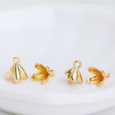 14K Gold-filled Floral Stamen Pendant, Multi-petal Teardrop Bead Cap, DIY Jewelry Accessories