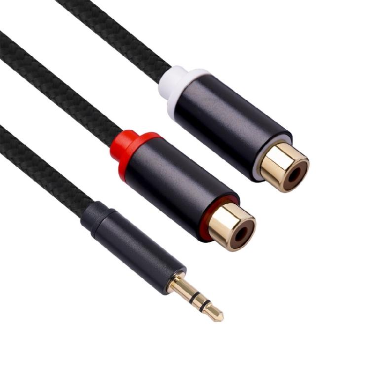 Professional 3.5mm To 2RCA Adapter Cable with Gold Plate Conductors Heat Resistant Alloy Shell AntiTangle Design