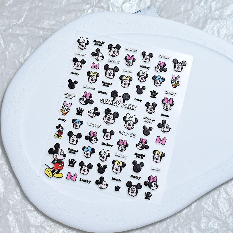 Disney Cartoon Mickey Minnie Relief Nail Stickers Kawaii Stitch Relief Nail Stickers Snow White Stickers DIY Mobile Phone Stickers
