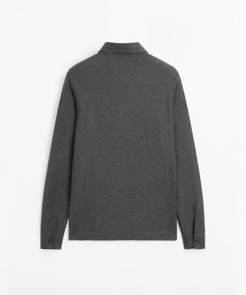 Masimodutti Long Sleeve Textured Pique Polo Shirt