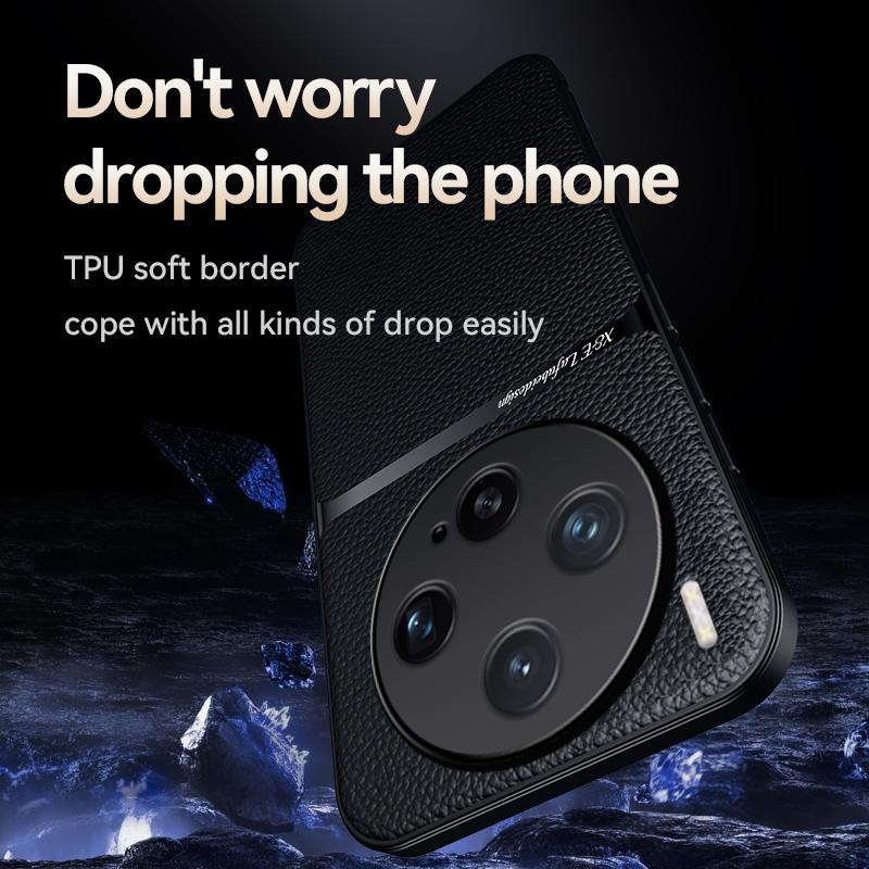 For VIVO X300 X300 Pro  Leather Texture, Built-in Magnetic TPU Soft Anti-drop Anti-fingerprint Phone Case