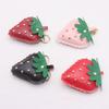 Cute Cartoon Strawberry Leather Keychain for Women Car Bag Pendant Keyring Accessories