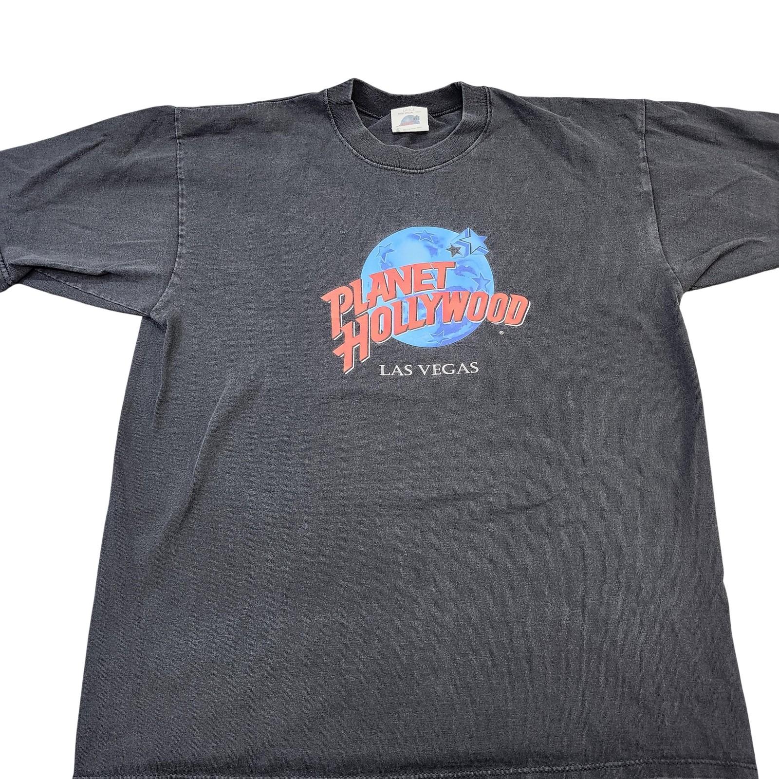 Vintage Planet Hollywood Shirt Mens Large Black Las Vegas Graphic Tee USA 90s Unisex T-Shirt S