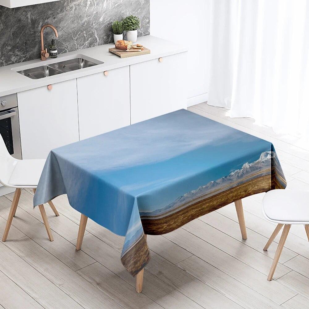 Natural World Scenery Tablecloth Landscape  Anti-Stain Waterproof Rectangular  Kitchen Table Home Decor