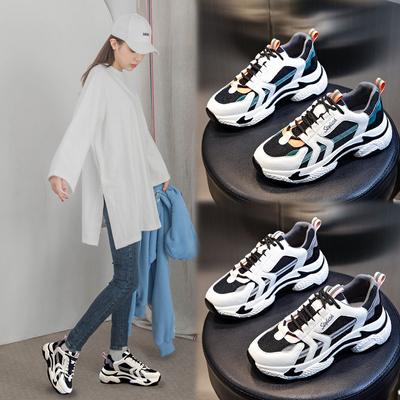 Leather Dad Shoes Women's Velvet Autumn and Winter Heightening Casual Women's Shoes Platform Running Sneakers Children