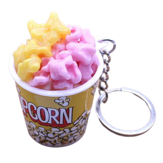 Creative Simulation Popcorn Bucket Keychain Mini Snack Cup Key Ring Pendant Gift