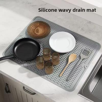 Silicone Drying Mat Tableware Drying Mat Heat-resistant and Non Slip Mat Dining Table Mat Drainage Mat Kitchen Accessories