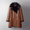 Autumn Winter Women's Leather Coat Thick Warm Mid-length Fleece-lined PU Leather Coat