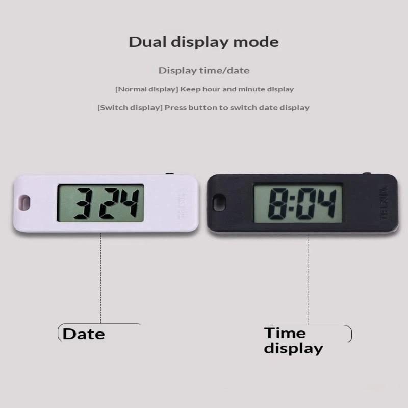 Mini Electronic Clock Keychain Digital Led Time Display Student Rectangle Watch Portable Wall Clock Keyring For Bag Backpack