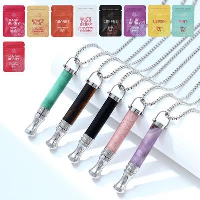 Angst Atemkette mit Widerstand, Aromatisierte Luft Holz Atemkette, Filter Natürliche Ätherische Halskette Anhänger