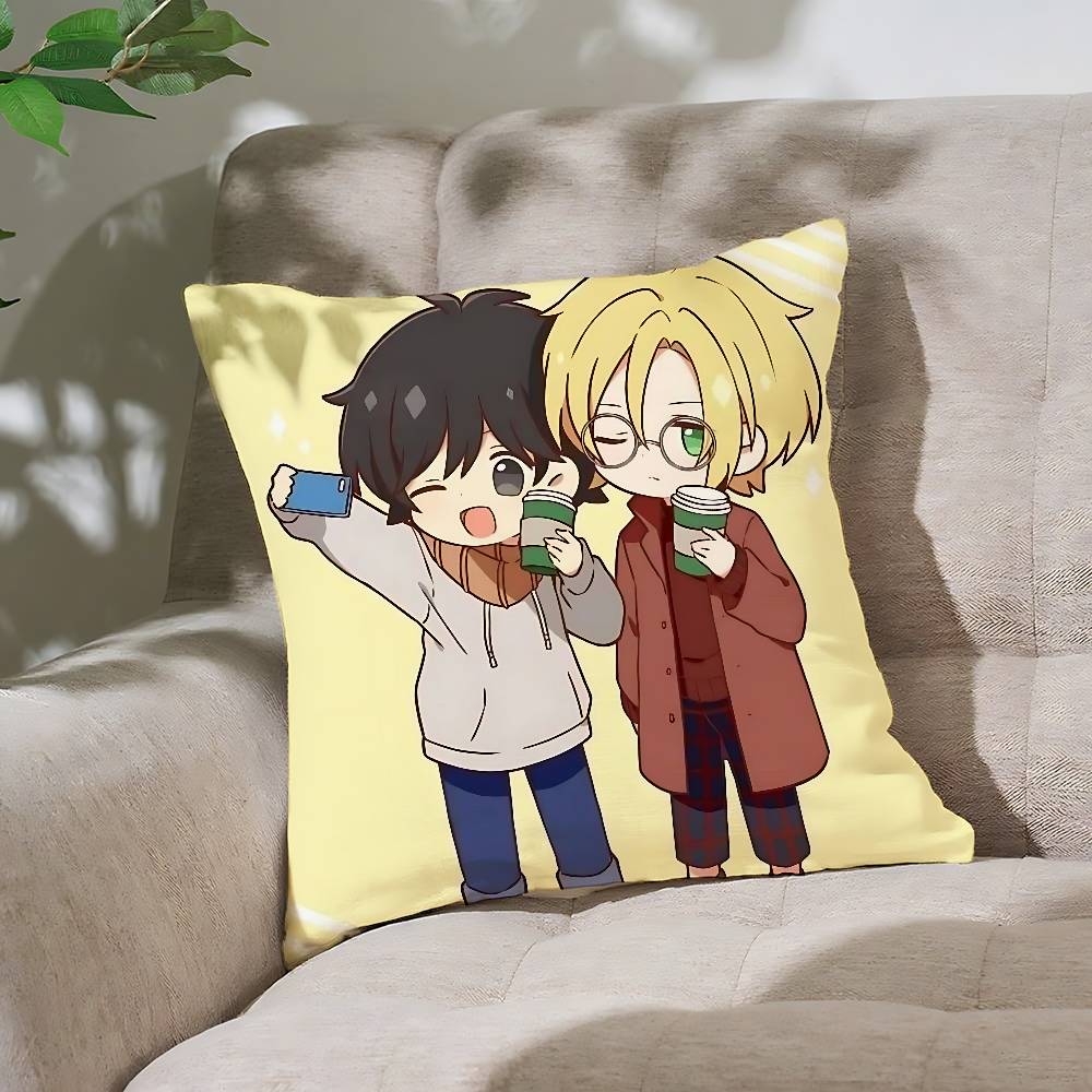 

BANANA FISH Pillow Case Cushion Cover Soft Cute Throw Pillow Case For Car Sofa Pillowcase Polyester With Zipper 16x16Inch