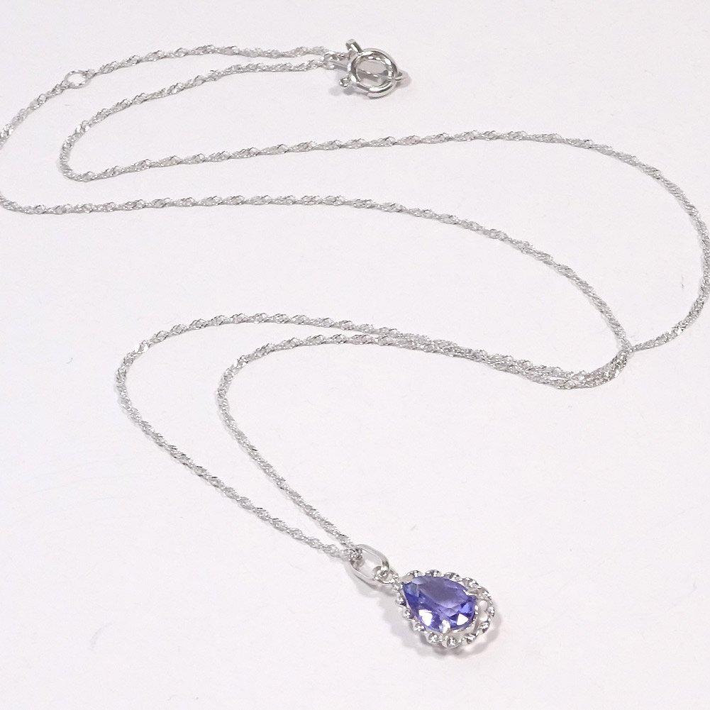 And My Jewelry Platinum Natural Tanzanite Pendant Pear Shape [Your Box] Necklace, [Gift Wrapped] 4024_2024